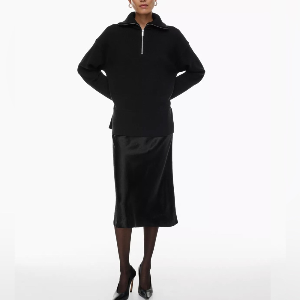 Aritzia Babaton Satin Slip Midi Skirt Black Size 0
